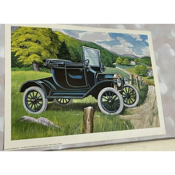 Firestone Vtg 1970s Six-Piece 11x15 Classic Cars Art Prints Set Canada 50th Anni - Picture 8 of 9